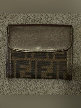 Fendi Brown and Black Zucca Canvas Bifold Wallet